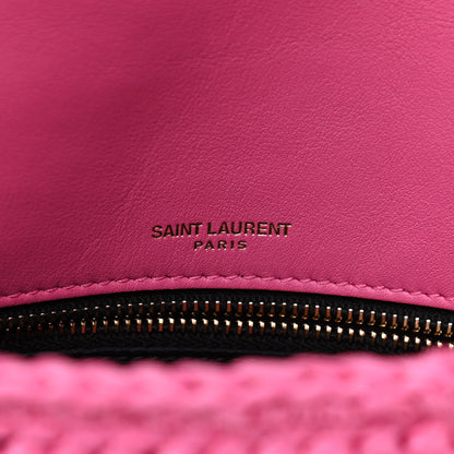 Saint Laurent Raffia Calfskin Monogram Medium Niki Chain Satchel Bright Pink 6 of 11