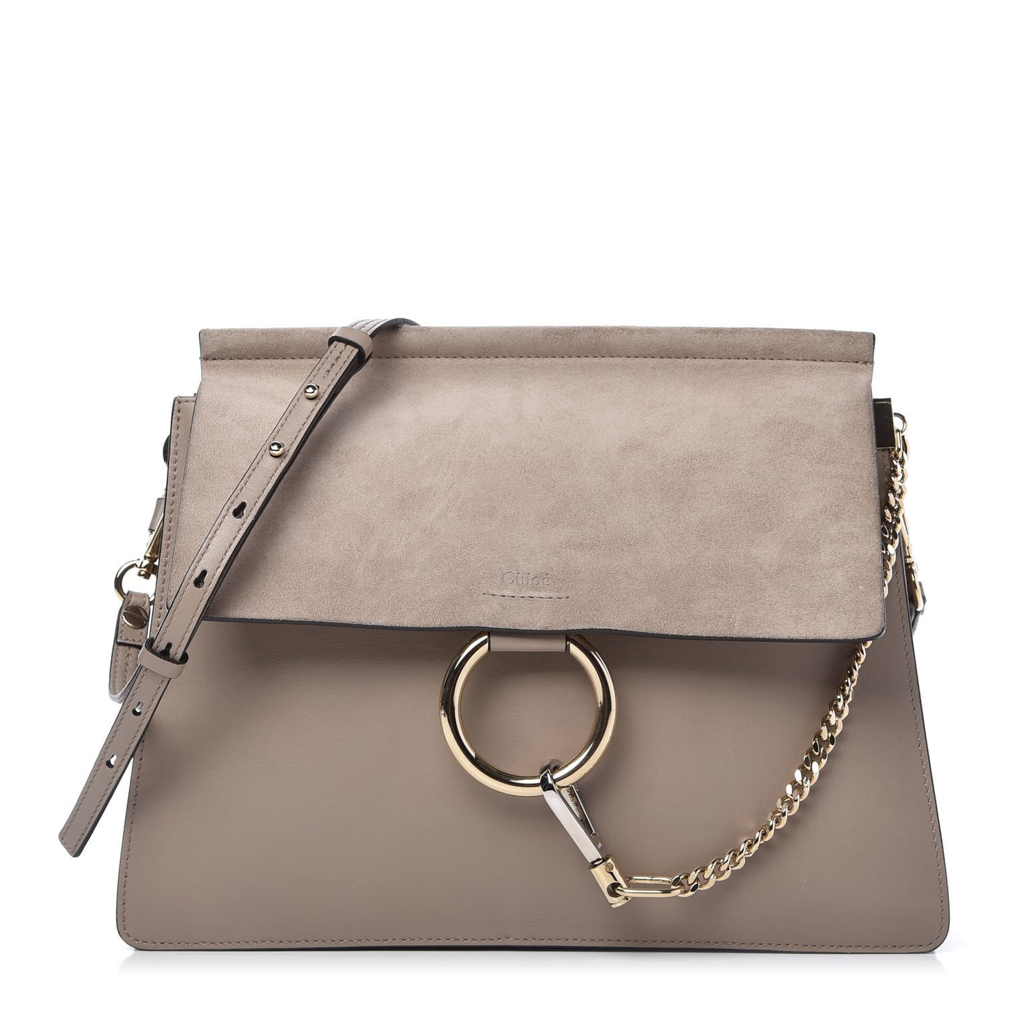 Calfskin Suede Medium Faye Shoulder Bag Motty Grey