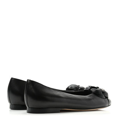 Chanel Lambskin Camellia Ballerina Flats 37.5 Black 4 of 10