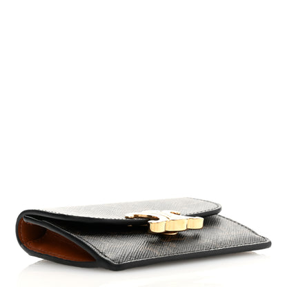 Celine Triomphe Canvas Calfskin Flap Card Holder Tan 4 of 8