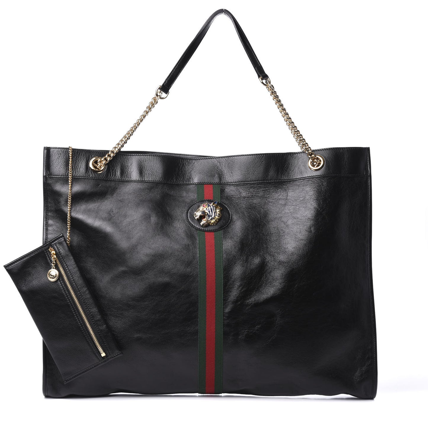 Calfskin Maxi Rajah Chain Tote Black