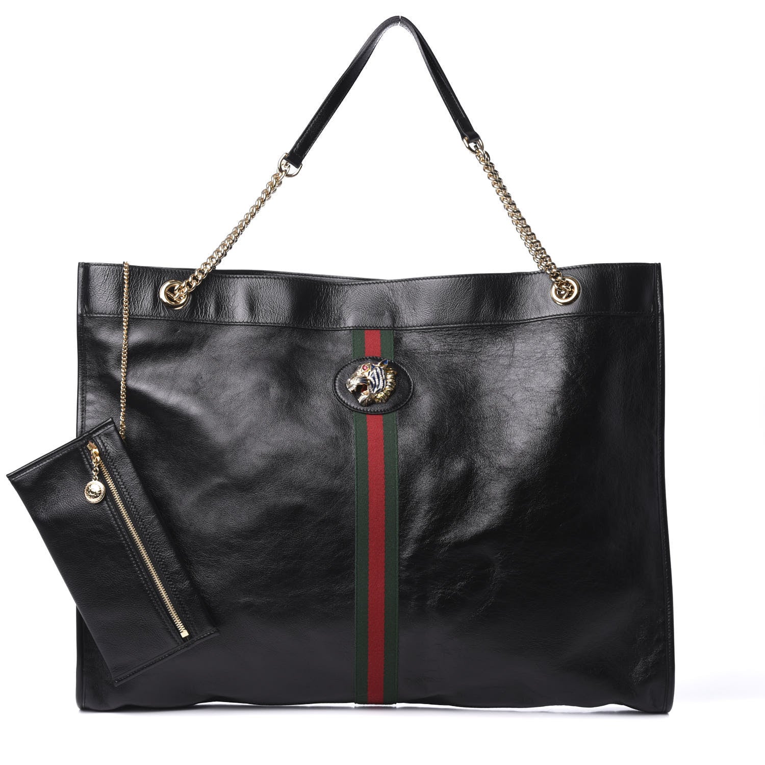 Gucci Calfskin Maxi Rajah Chain Tote Black 1 of 7