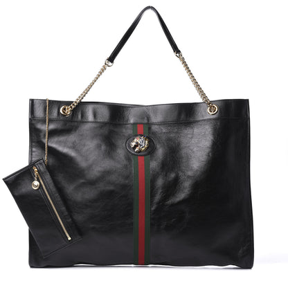 Gucci Calfskin Maxi Rajah Chain Tote Black 1 of 7