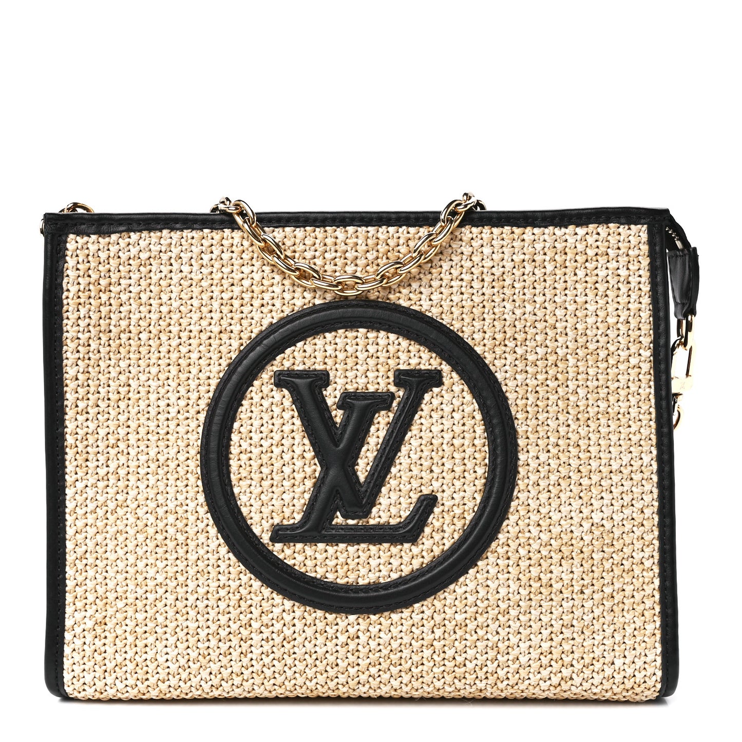 Raffia Calfskin Monogram Giant Pouch