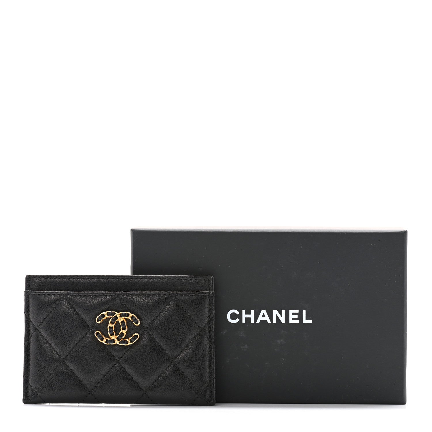 Chanel Lambskin Quilted Chanel 19 Card Holder Black 9 of 9