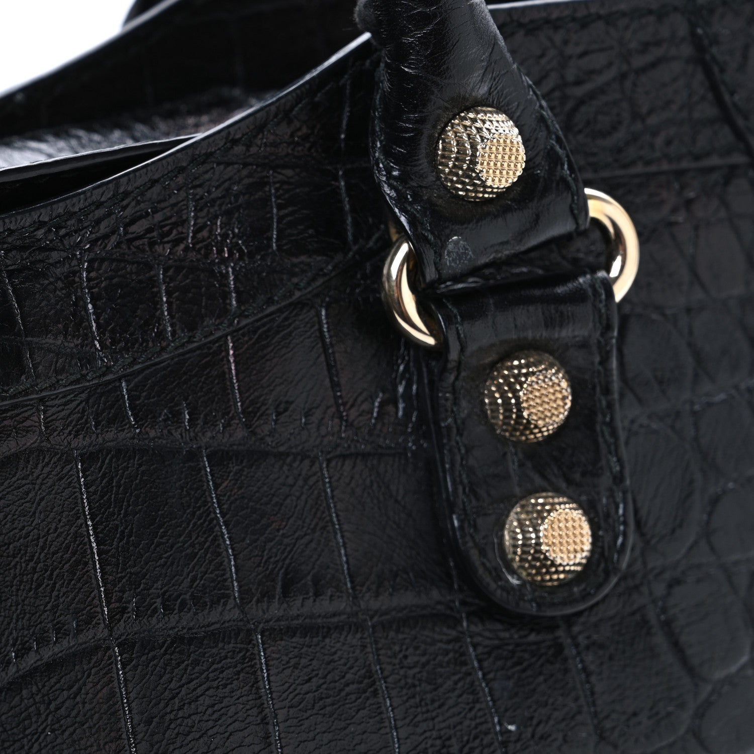 Balenciaga Calfskin Crocodile Embossed Giant 12 Gold Hardware City