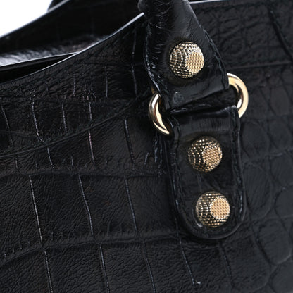 Balenciaga Calfskin Crocodile Embossed Giant 12 Gold Hardware City Black 13 of 13