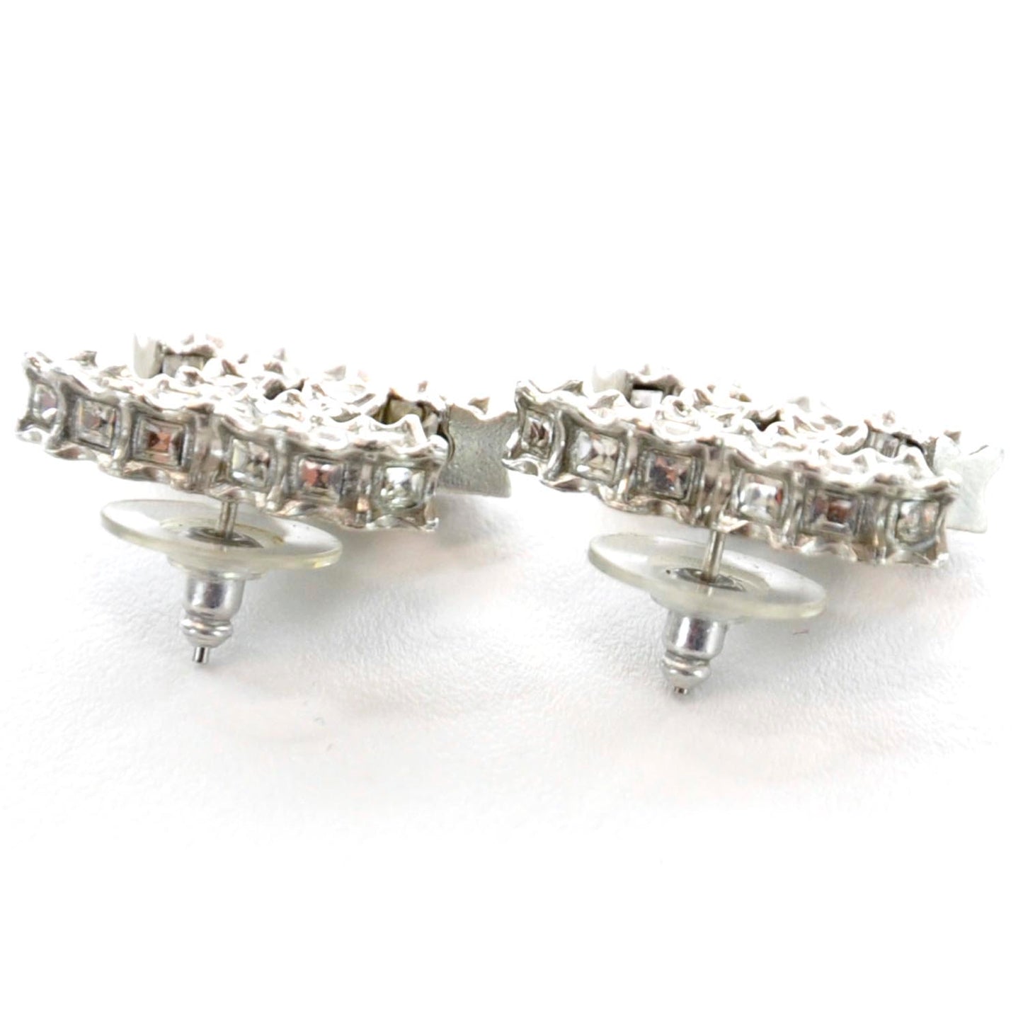 Baguette Crystal CC Earrings Silver