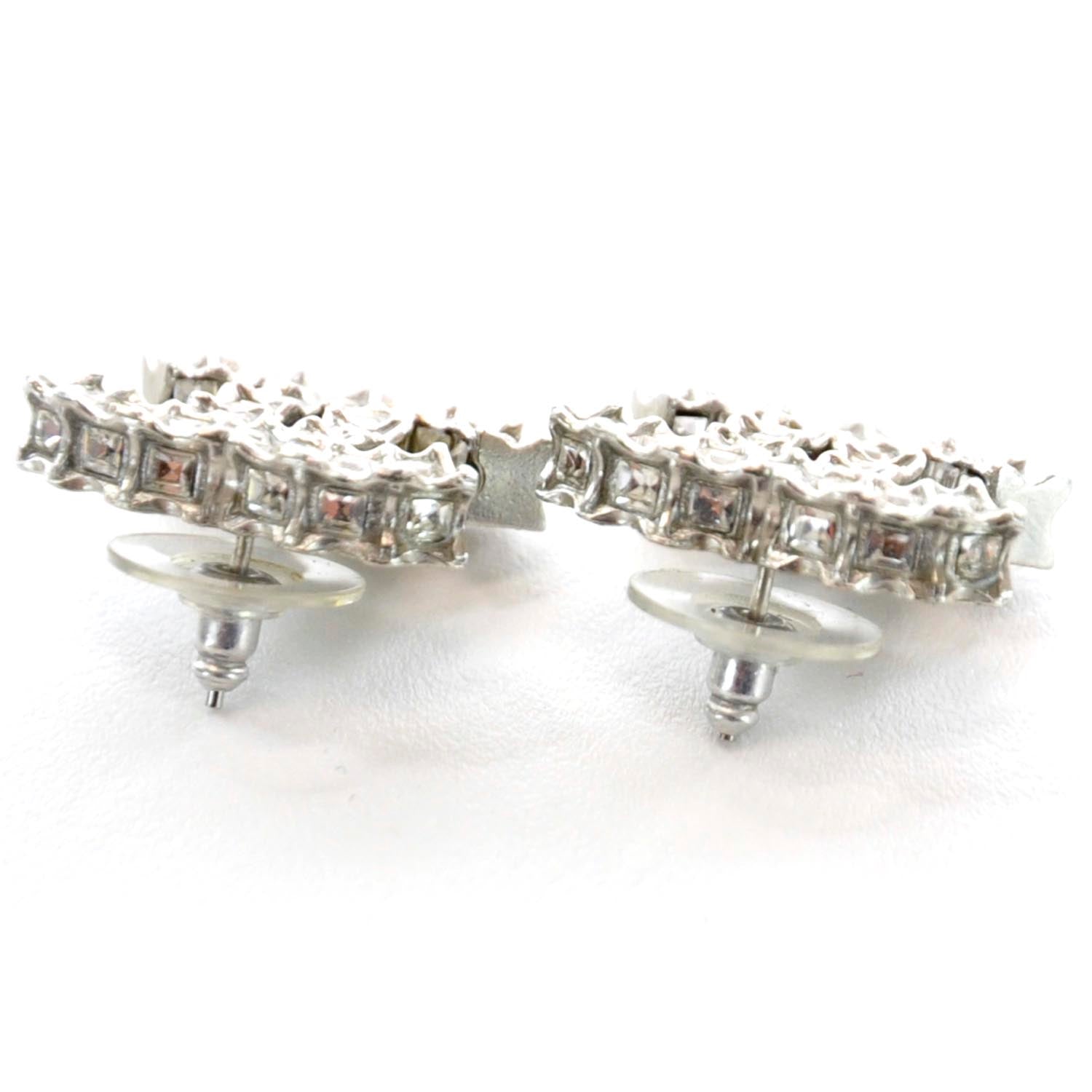 Chanel Baguette Crystal CC Earrings Silver 3 of 5