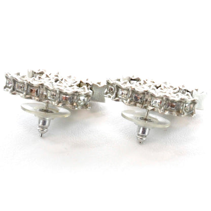 Chanel Baguette Crystal CC Earrings Silver 3 of 5