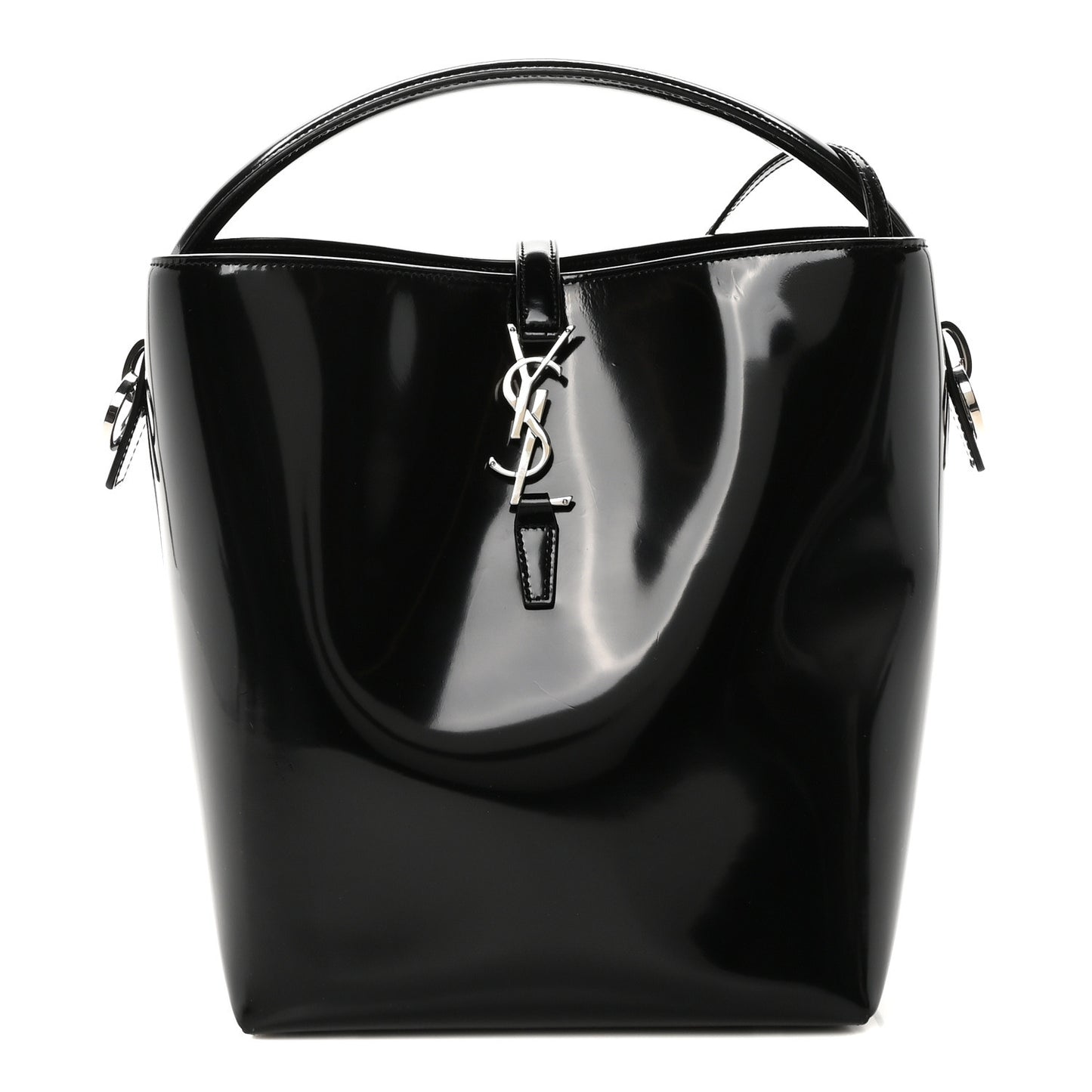 Patent Calfskin Le 37 Bucket Bag Black