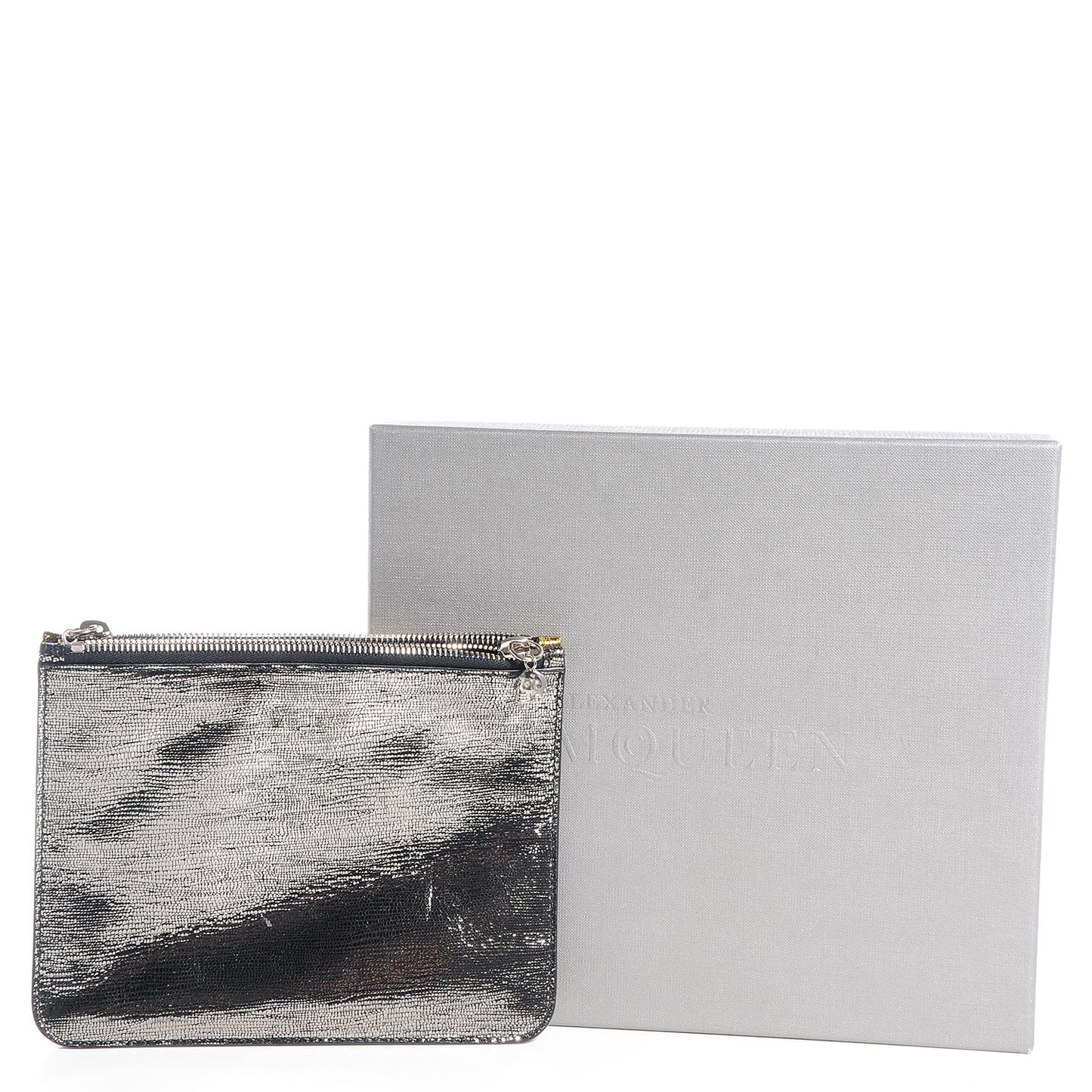 Leather Double Compartment Pouch Gold Silver