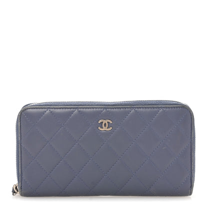 Chanel Lambskin Quilted Large Gusset Zip Around Wallet Lavender 1 of 13