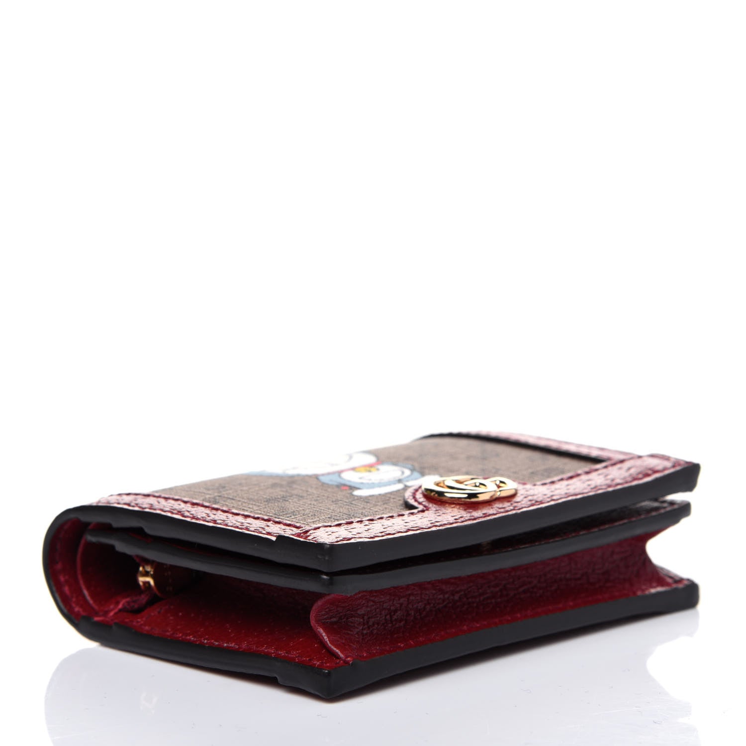 Gucci X DORAEMON Mini Vintage GG Supreme Monogram Card Case Wallet Beige Cherry Red 4 of 11