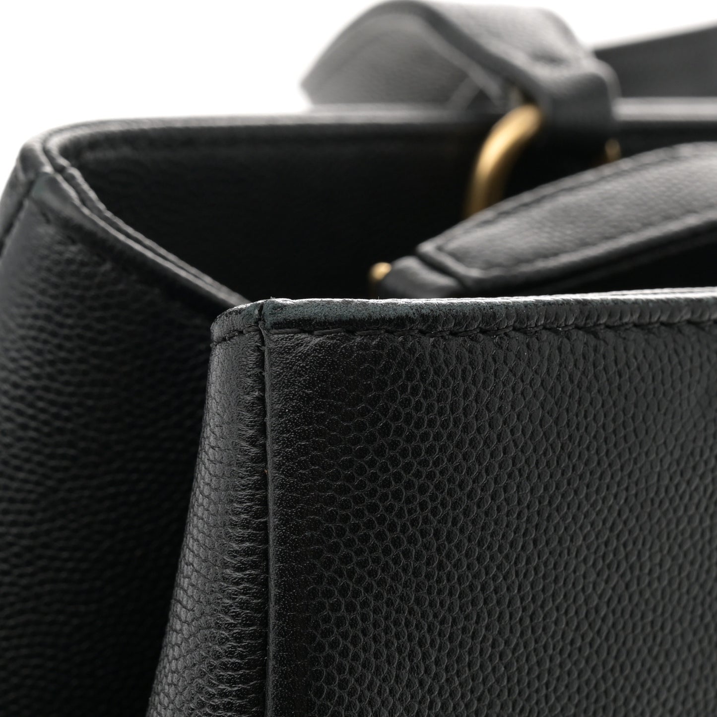 Grained Calfskin Stitched Lady Coco Top Handle Tote Black