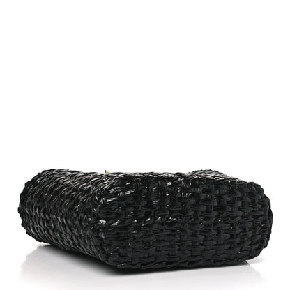 Dolce & Gabbana Vernice Vitello Raffia Woven Coffa Tote Black 4 of 8