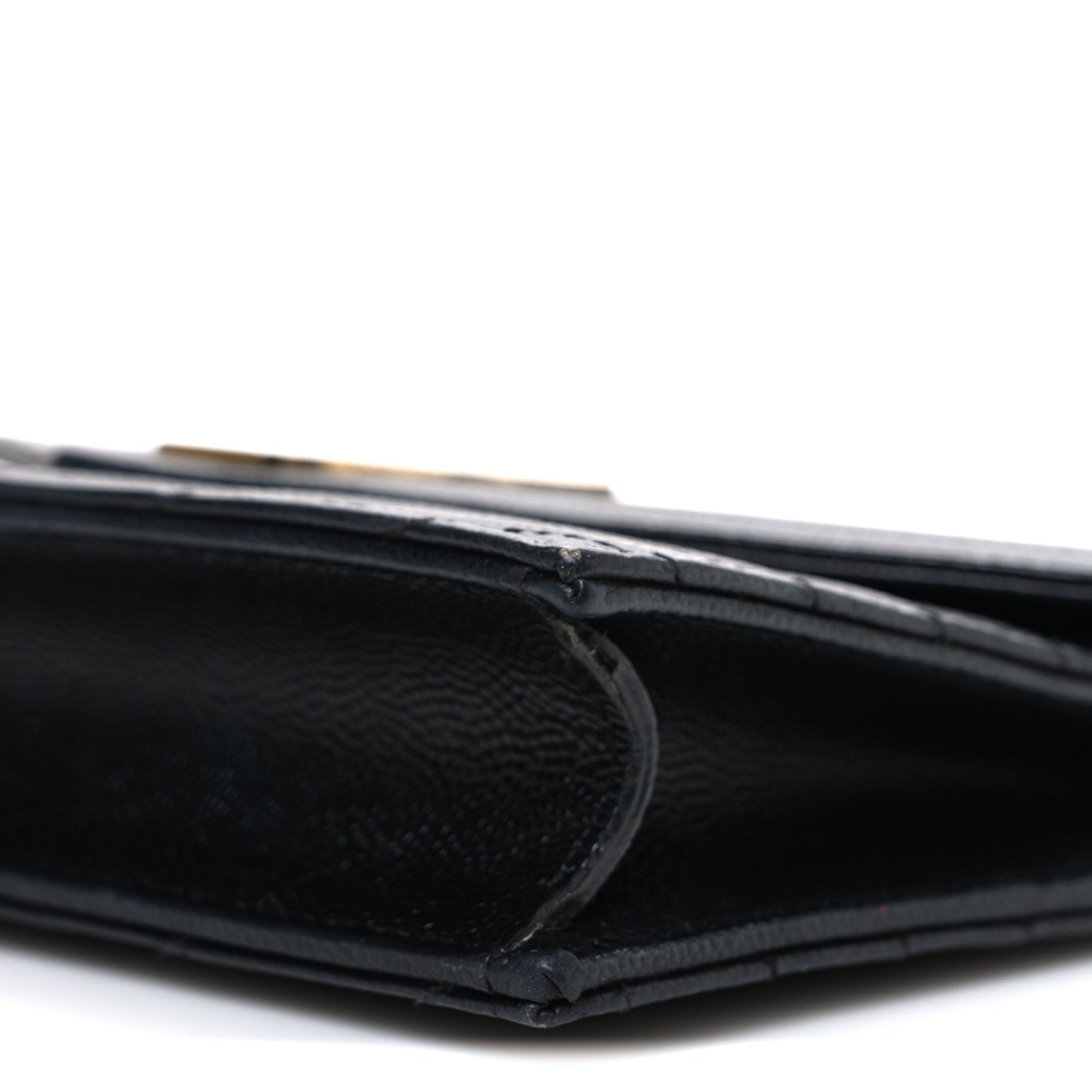 Saint Laurent Grain De Poudre Matelasse Chevron Monogram Envelope Chain Wallet Black 10 of 11