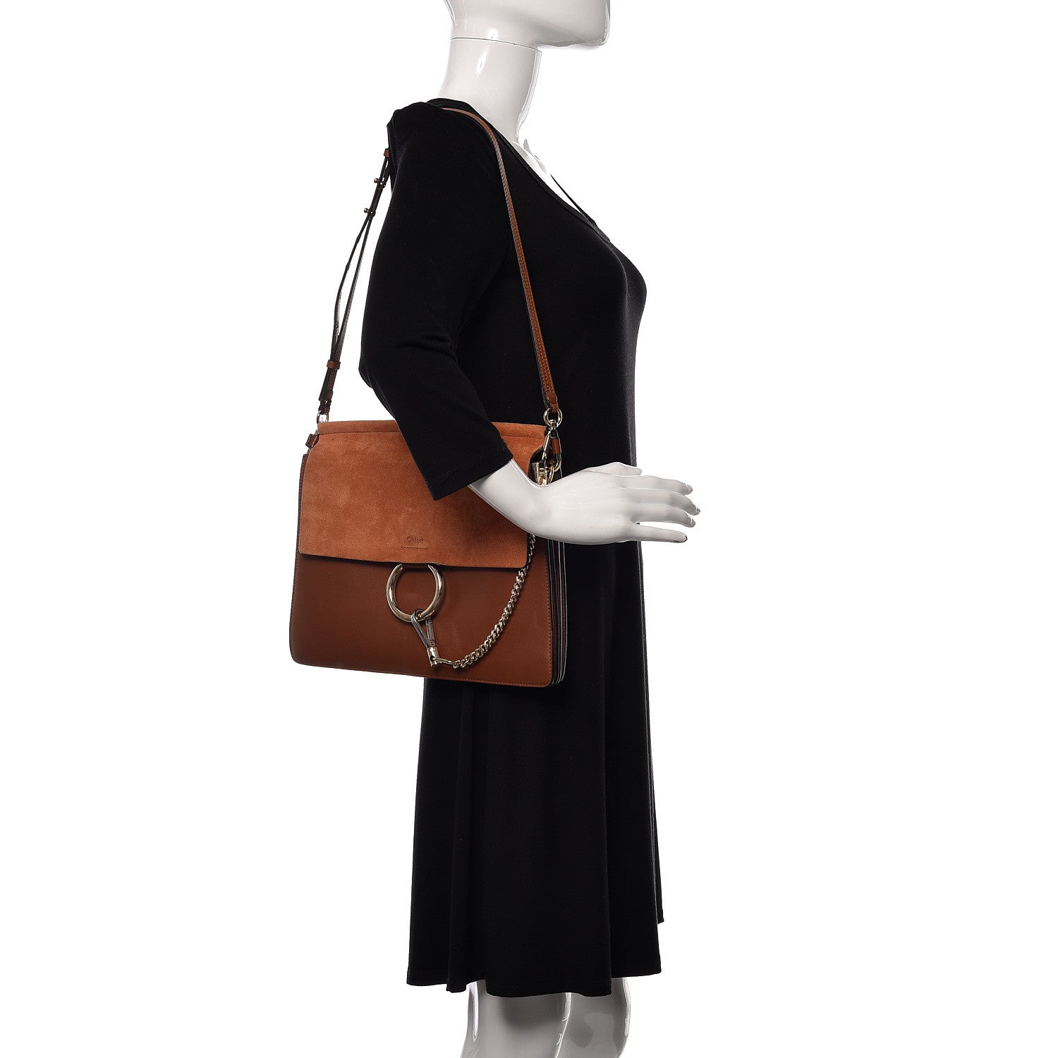 Chloe Suede Calfskin Medium Faye Shoulder Bag Tobacco 2 of 11