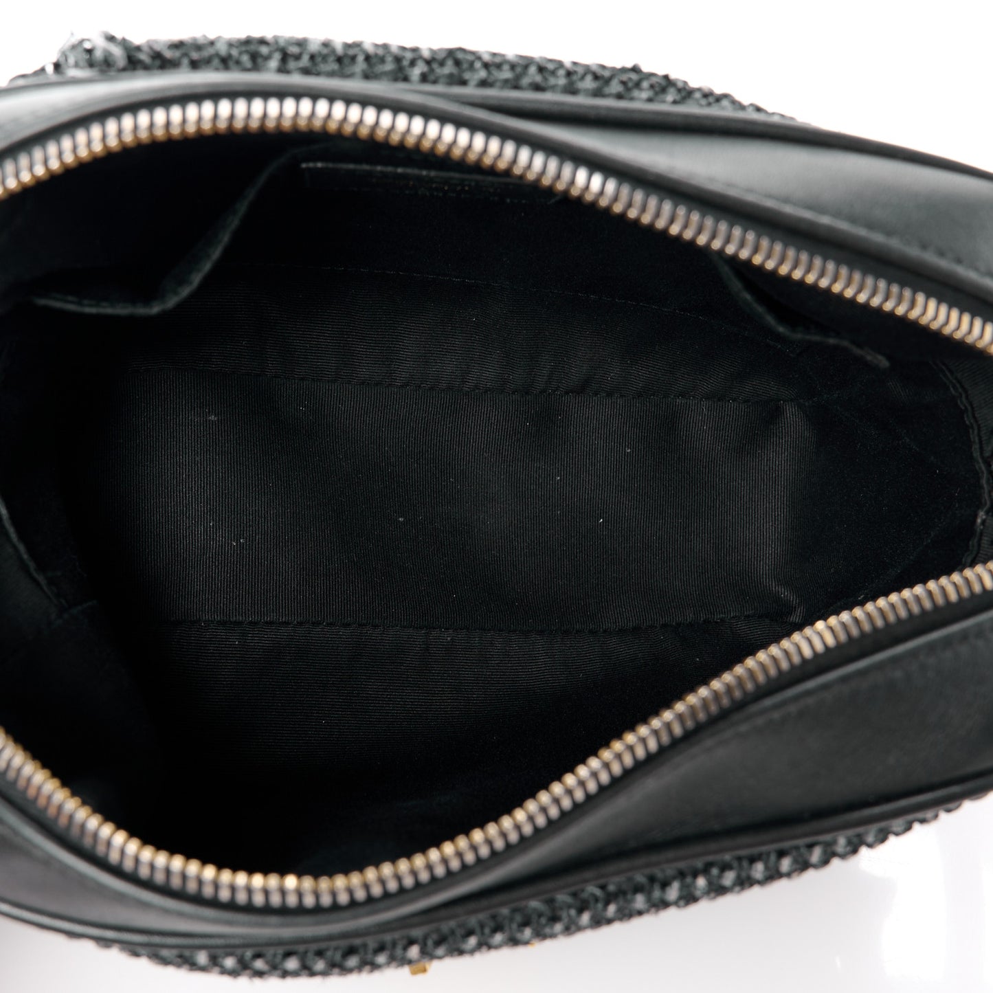 Raffia Canvas Monogram Lou Camera Bag Black