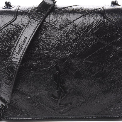 Saint Laurent Crinkled Calfskin Matelasse Monogram Niki Chain Wallet Black 9 of 9