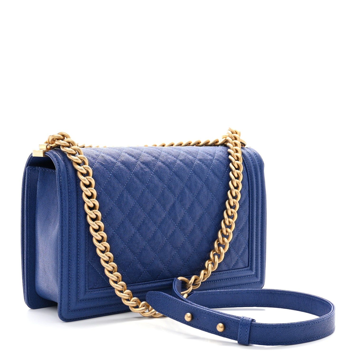 Chanel Caviar Quilted New Medium Boy Flap Dark Navy Blue 2 of 11