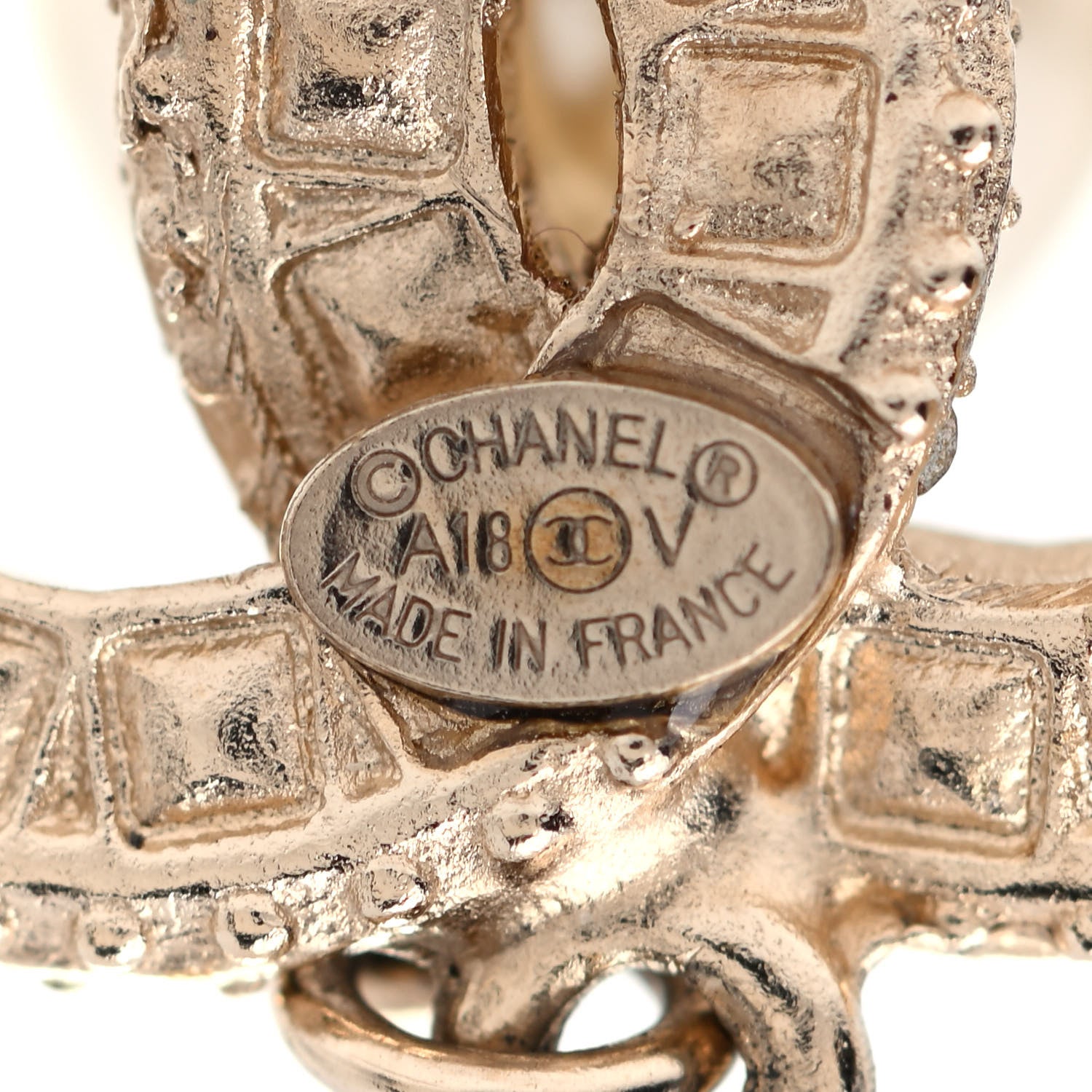Chanel Crystal Textured CC Drop Earrings Gold 4 of 4
