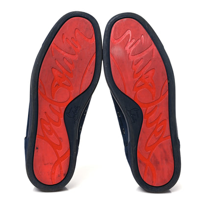 Christian Louboutin Suede Calfskin Mens Louis Junior Spikes Orlato Flat Sneakers 41 Blue Scuro 6 of 9