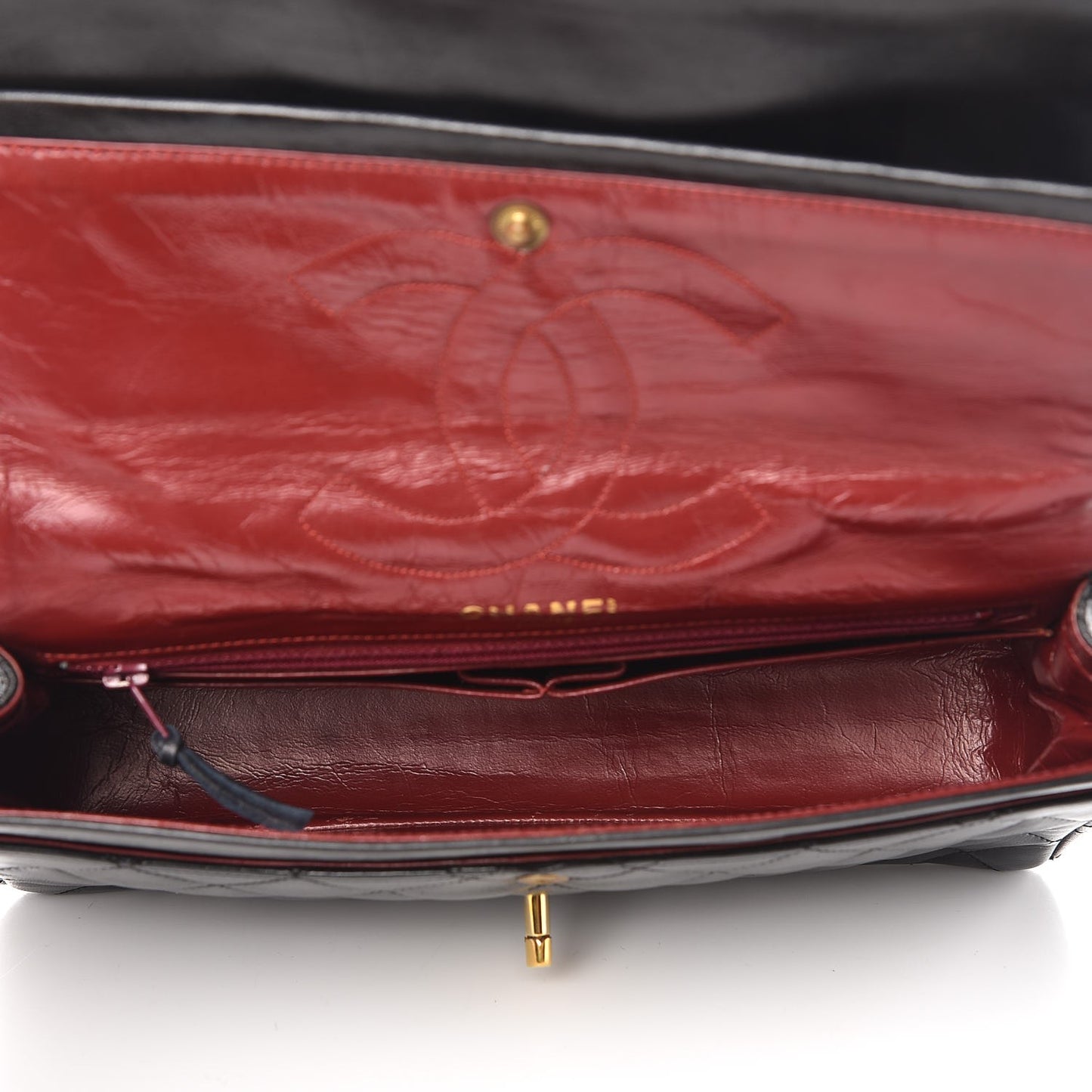 Lambskin Quilted Medium Double Flap Black
