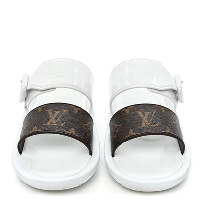 Louis Vuitton Monogram Sunbath Flat Mule Sandals 35 White 2 of 10