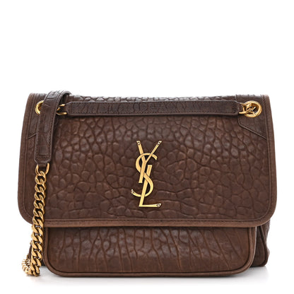 Saint Laurent Grained Lambskin Monogram Medium Niki Chain Satchel Dark Cork 1 of 11
