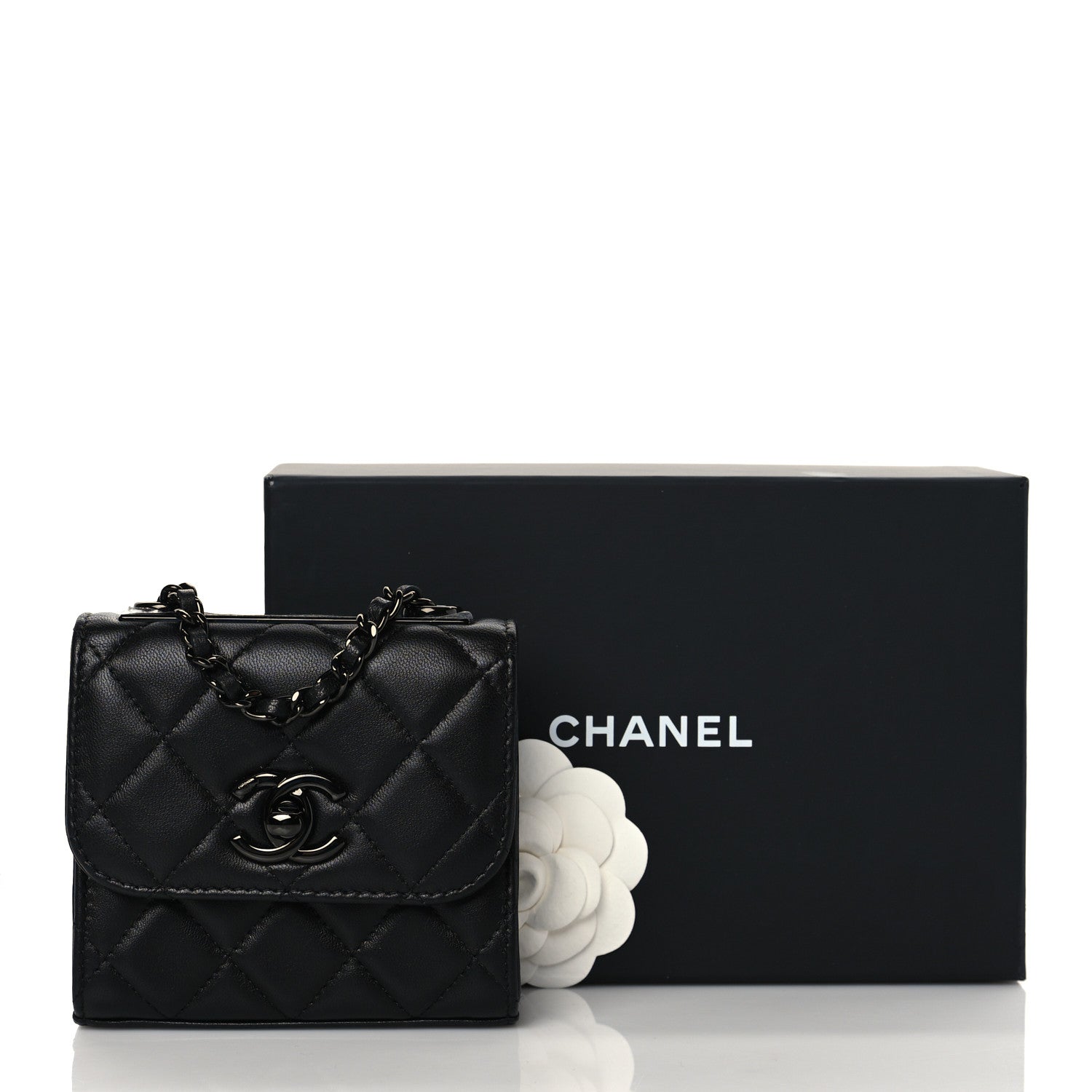 Chanel Lambskin Quilted Mini Trendy CC Chain Wallet So Black 10 of 10