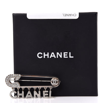 Chanel Crystal Safety Pin Brooch Silver 5 of 5