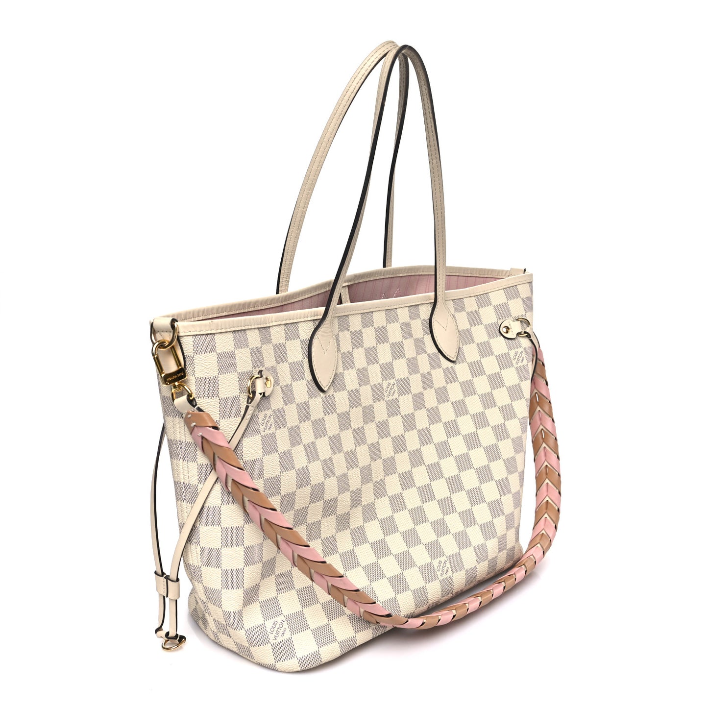 Damier Azur Braided Neverfull MM Pink
