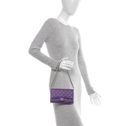 Chanel Lambskin Quilted Wallet on Removable Chain Purple 2 of 8