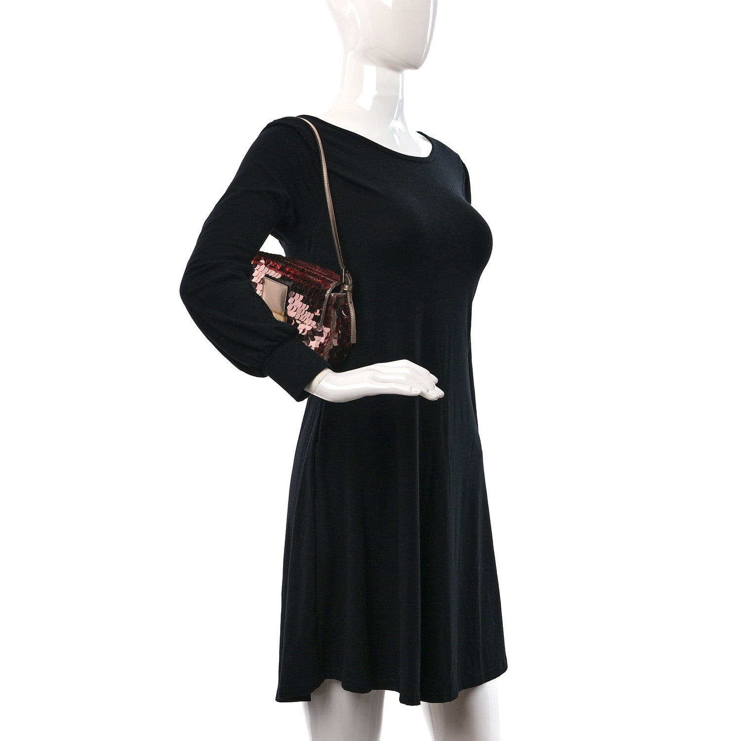 Fendi Satin Paillettes Catalan Mirror Mini Baguette 1997 Antico Rame 2 of 12