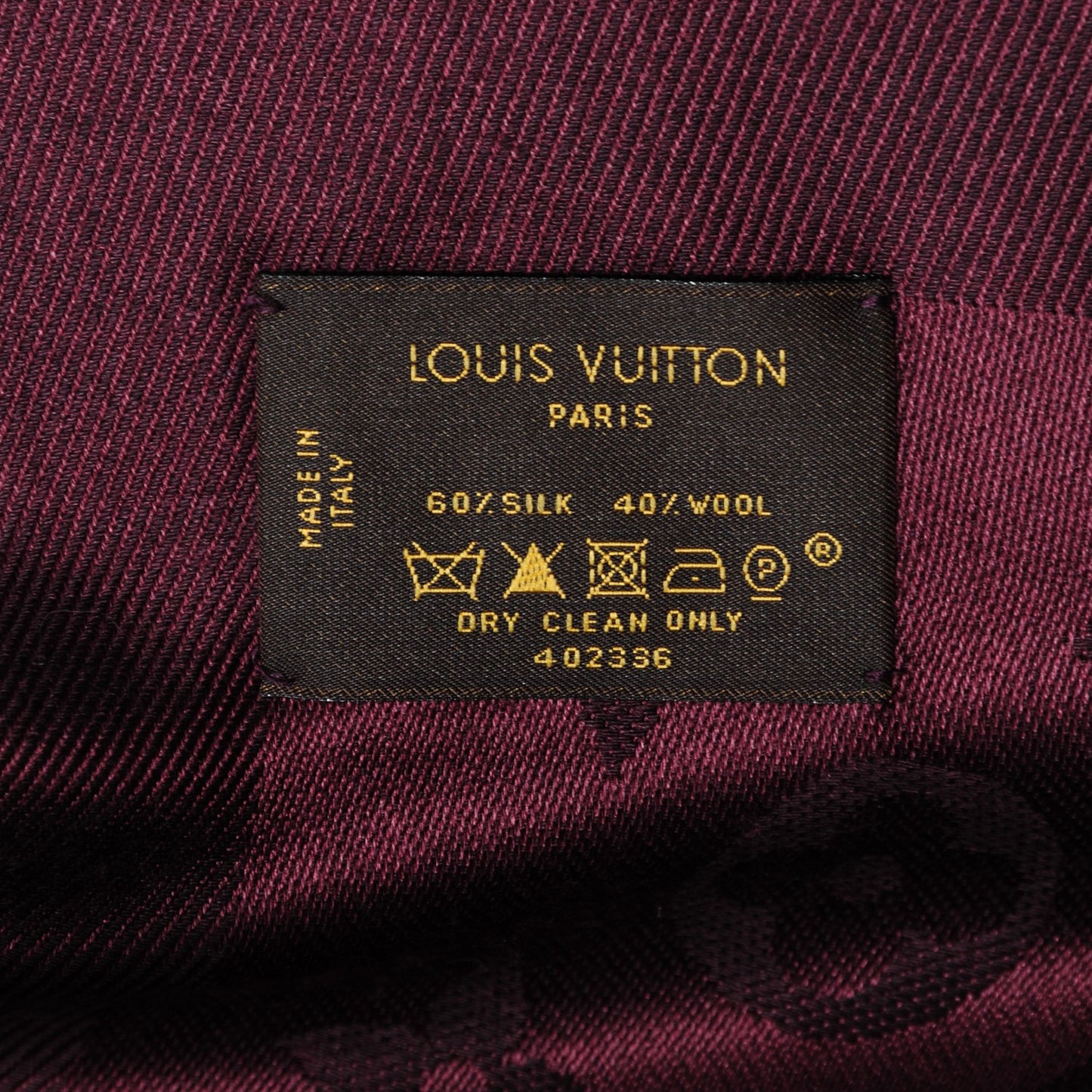 Wool Silk Monogram Shawl Amarante