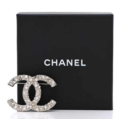 Chanel Swarovski Crystal Large CC Brooch Silver 6 of 6
