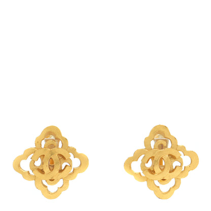 Chanel CC Diamond Shaped Clip On Earrings Gold 1 of 4