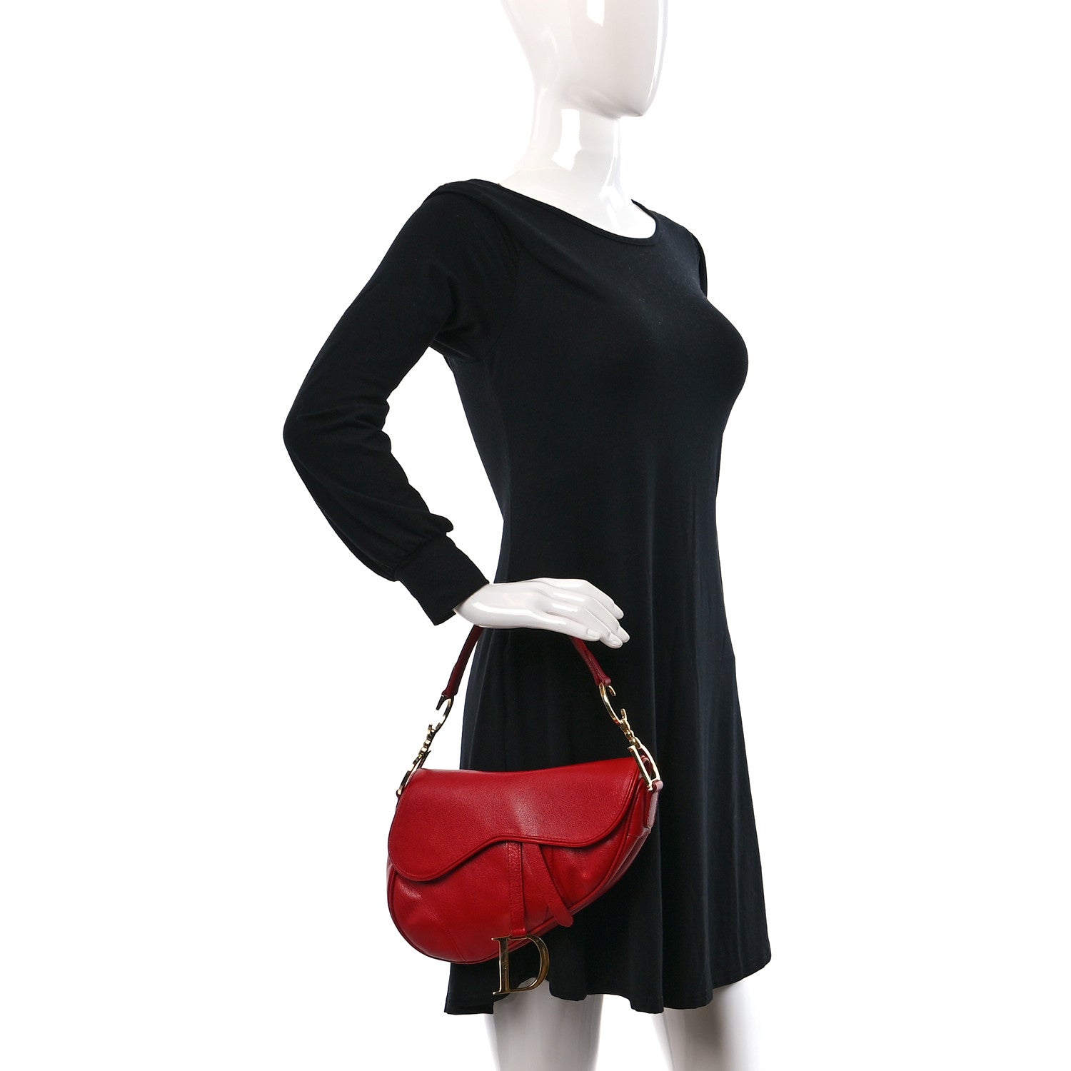 Christian Dior Shiny Goatskin Saddle Bag Red 2 of 9