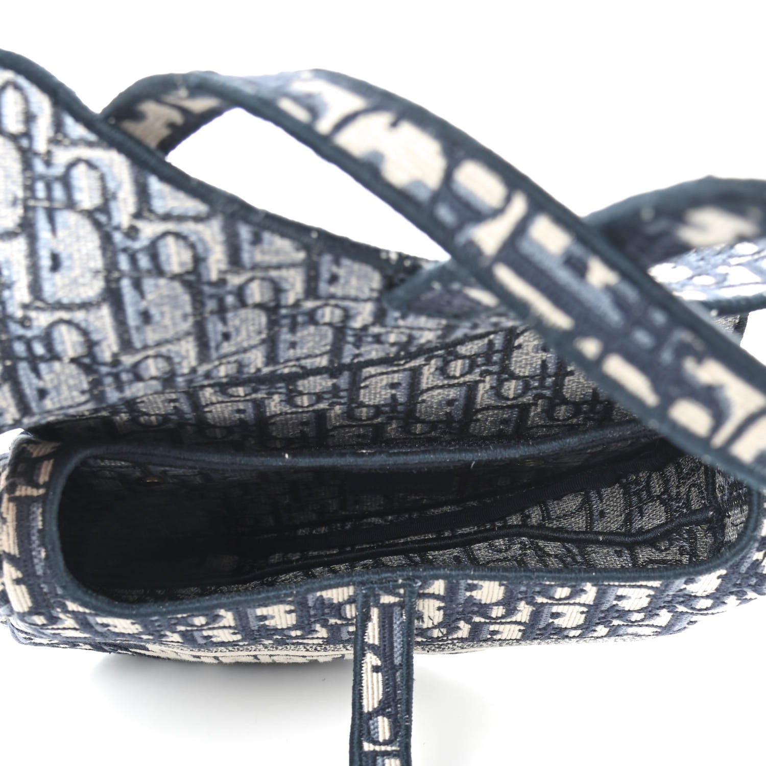Christian Dior Oblique Embroidered Saddle Bag Blue 4 of 8