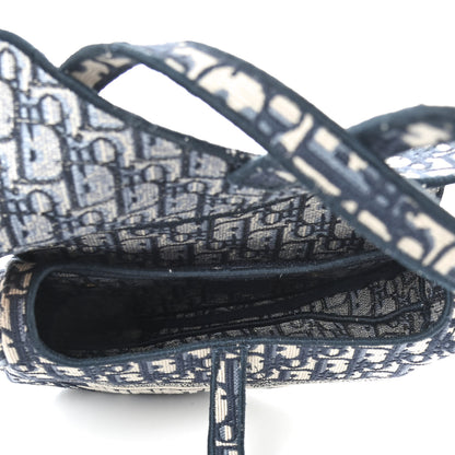Christian Dior Oblique Embroidered Saddle Bag Blue 4 of 8