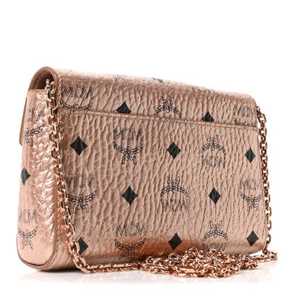 MCM Metallic Visetos Small Millie Crossbody Bag Champagne Gold 3 of 9