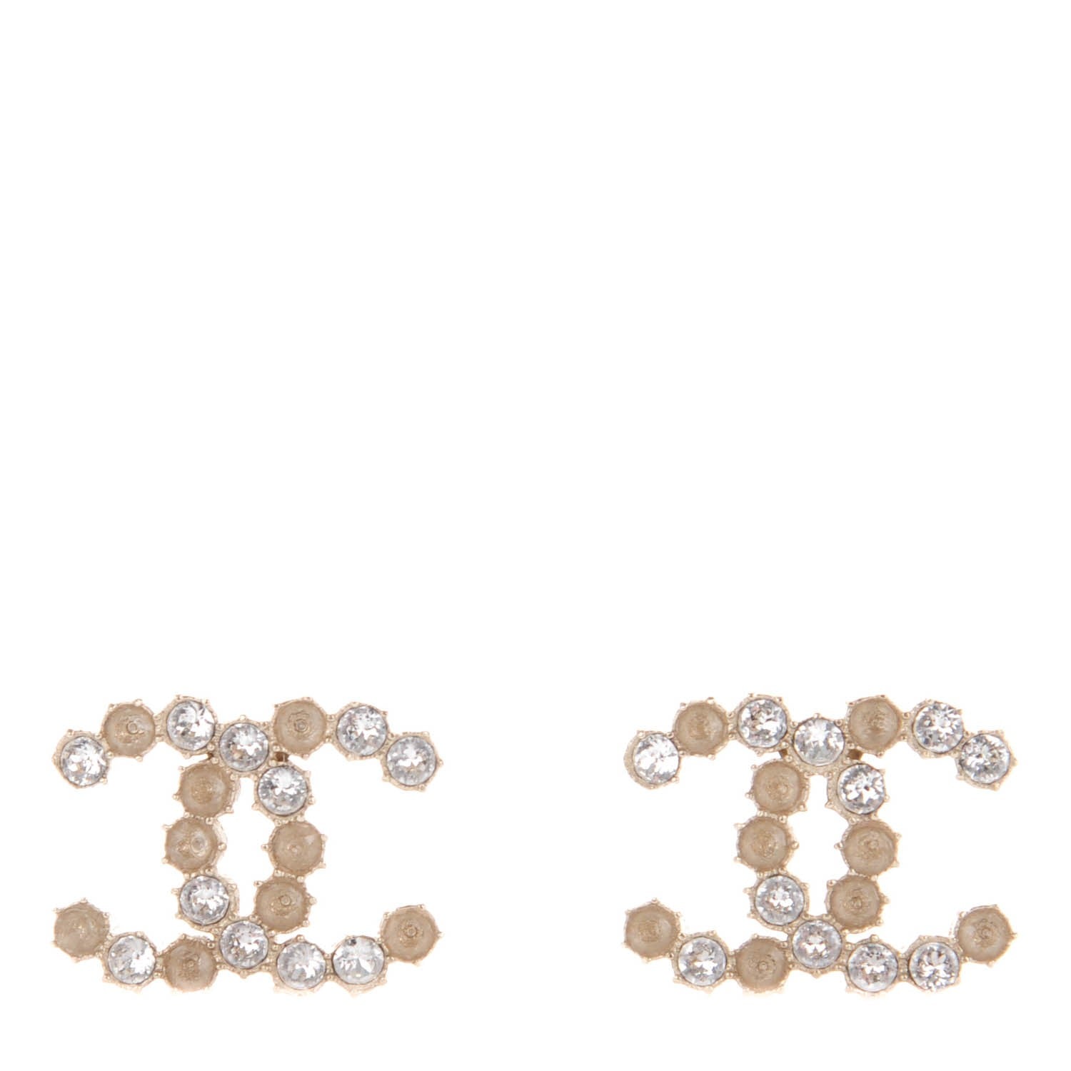 Chanel Crystal CC Earrings Light Gold 1 of 5