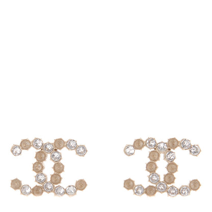 Chanel Crystal CC Earrings Light Gold 1 of 5