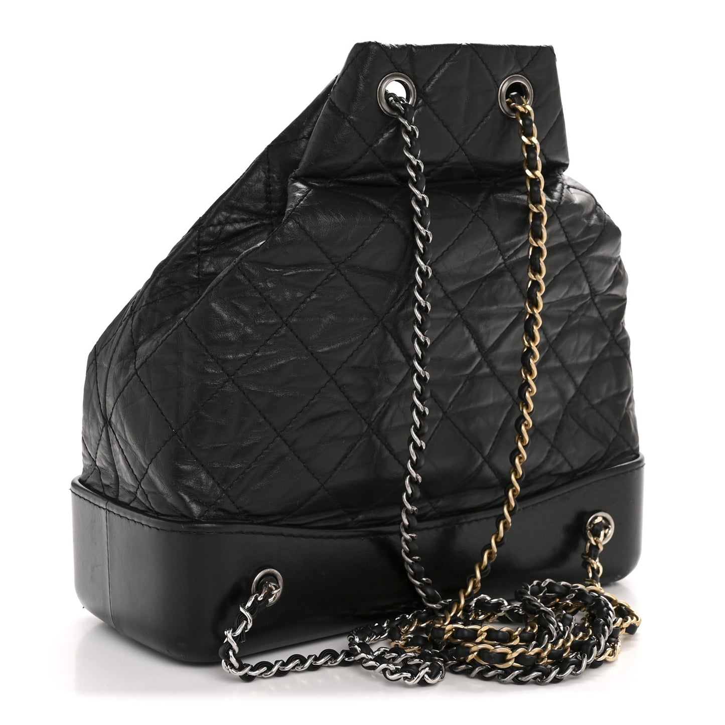 Aged Calfskin Quilted Gabrielle Backpack Black