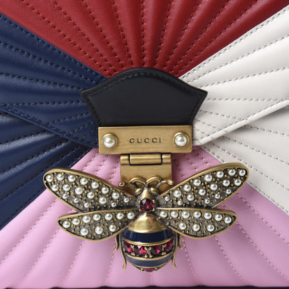 Gucci Calfskin Bamboo Trapuntata Queen Margaret Top Handle Bag Blue Agata Hibiscus Red Mystic White Sugar Pink 10 of 11