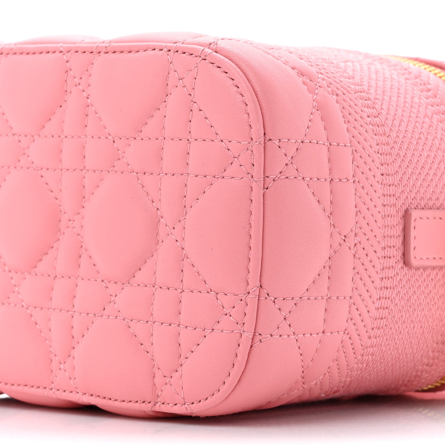 Christian Dior CHRISTIAN DIOR Lambskin Cannage Small Diortravel Vanity Case Pink 9 of 10
