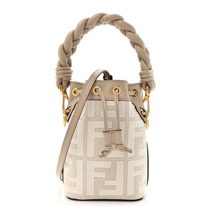 Fendi Canvas Nappa F is Fendi FF Embroidered Mini Mon Tresor Bucket Bag White Nuvola 1 of 10