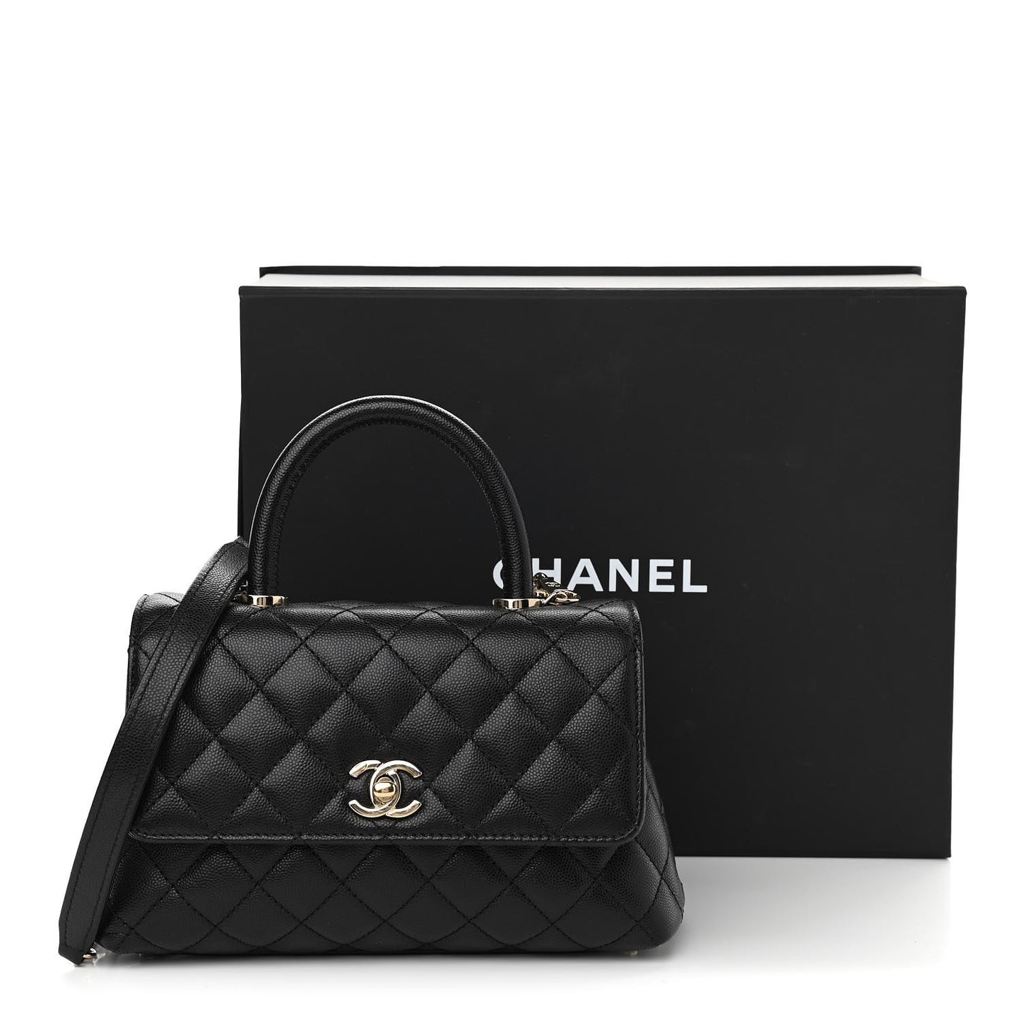Caviar Quilted Mini Coco Handle Flap Black