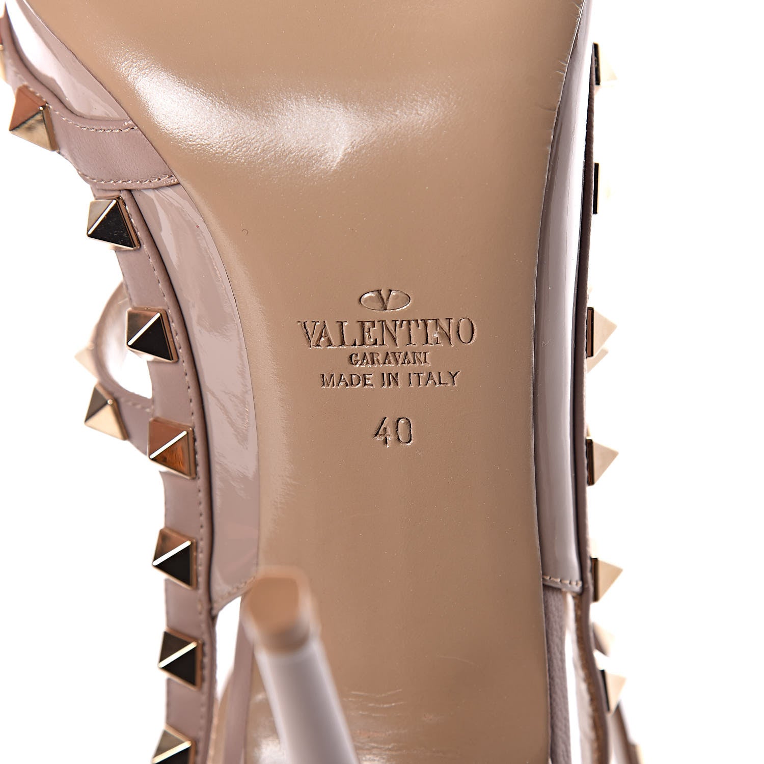 Valentino Garavani Patent Rockstud Ankle Strap Pumps 40 Poudre 6 of 8